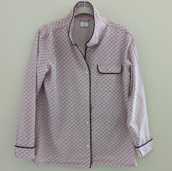 VINEYARD VINES Whale Print Sleep Shirt PJ WOMEN XS Button Down Logo Light Pink - Picture 3 of 10